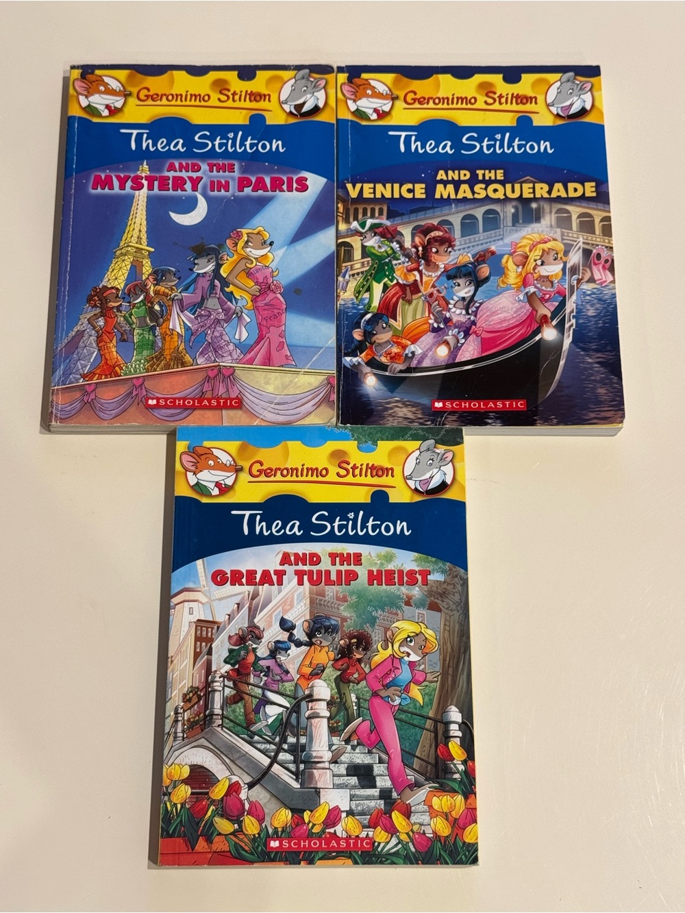 Lot of 3 Scholastic Thea Stilton books  (Geronimo Stilton) Paris, Venice, Tulip